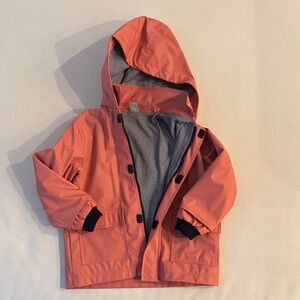 Petit Bateau Coral Raincoat with Striped Lining